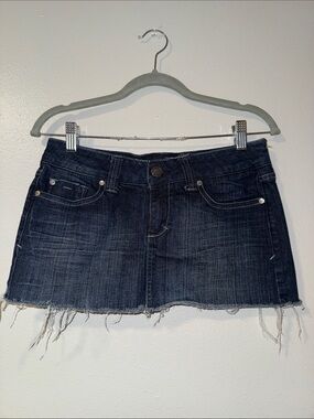Dark Wash Denim Mini Skirt - Navy Blue refuge mini denim skirt